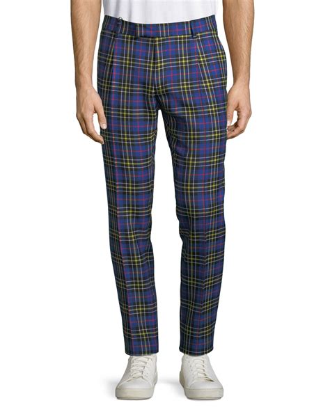 burberry gray blue plaid dress pants|Burberry print pants men's.